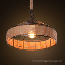 Vintage hemp rope pendant light retro loft industrial hanging lamp